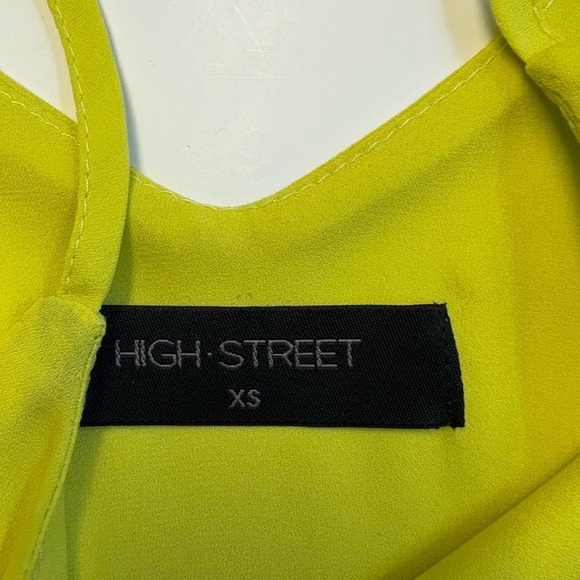 High Street chartreuse tie spaghetti strap vneck camisole top blouse women's XS - Picture 3 of 7